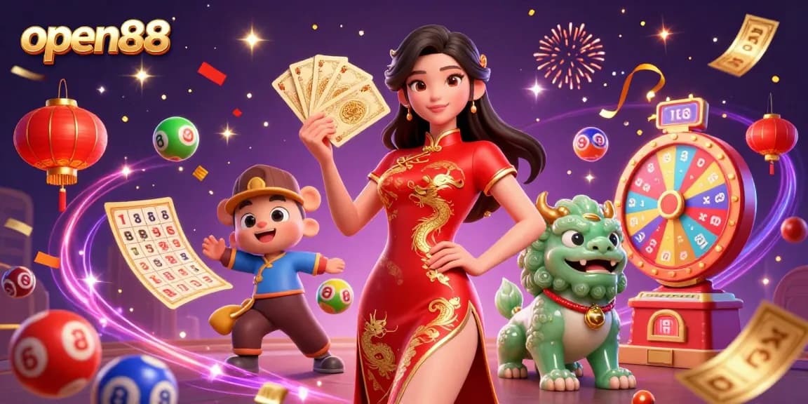 Experience the excitement of open88 with a vibrant scene of gaming, luck, and celebration.