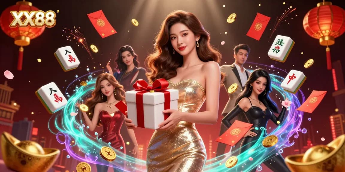 Engage in winning strategies at XX88 with festive gaming elements in a jubilant casino atmosphere.
