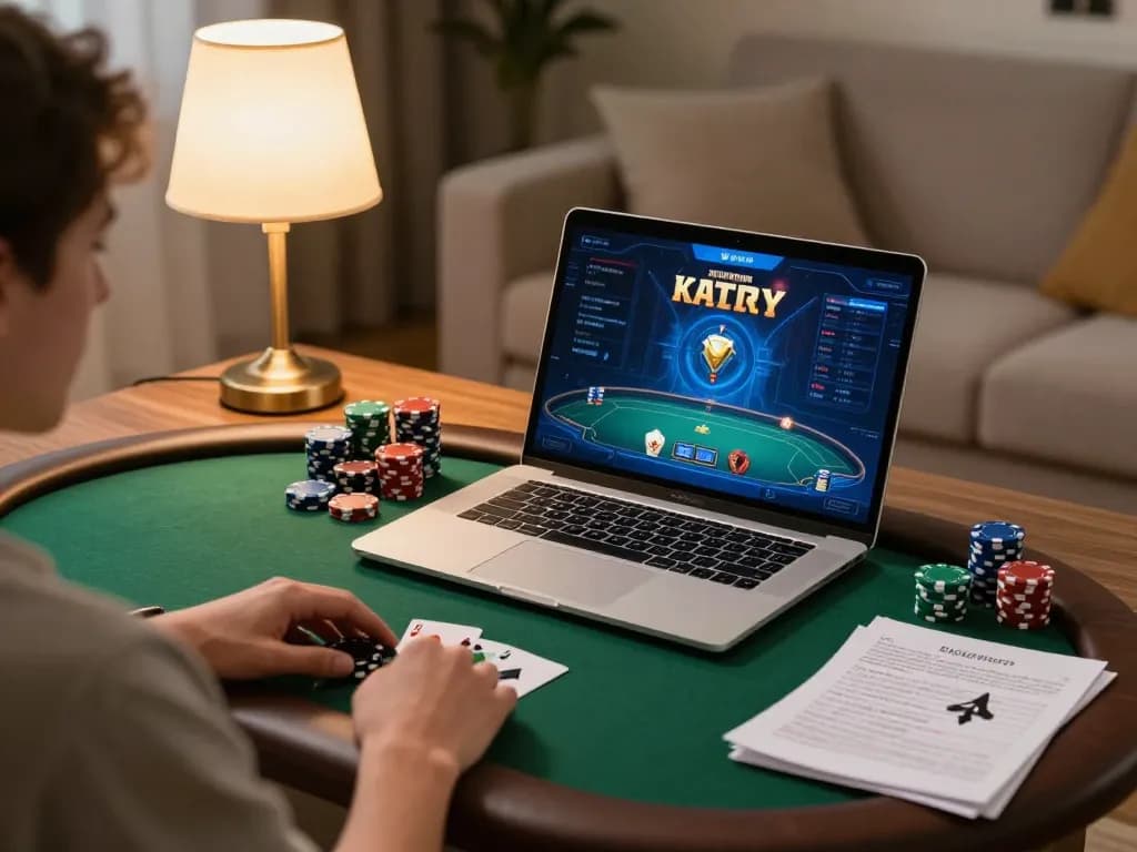 Engaging in online poker at ww88aw with chips and strategy notes in a cozy setting