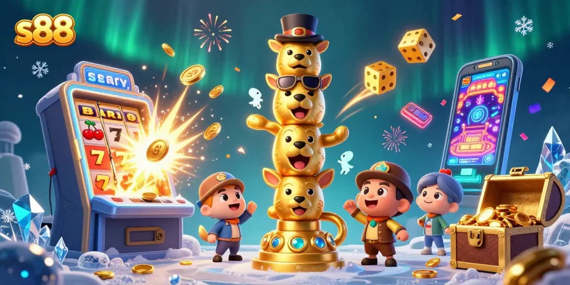 Experience the excitement of s88 with vibrant casino elements and dynamic scenes of jackpot wins.