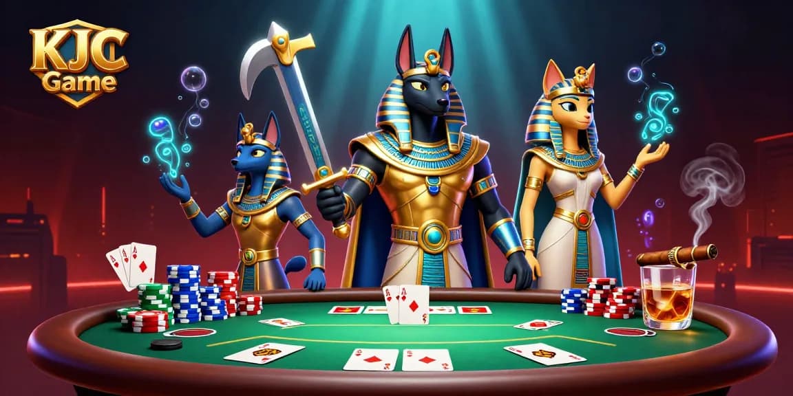 Experience thrilling gameplay with KJC Game's vibrant poker scene featuring iconic characters and dynamic elements.