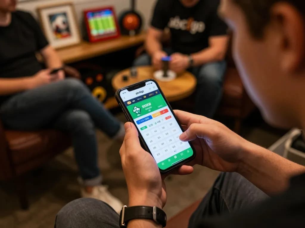 Betting live on abc8go app while watching sports highlights at home