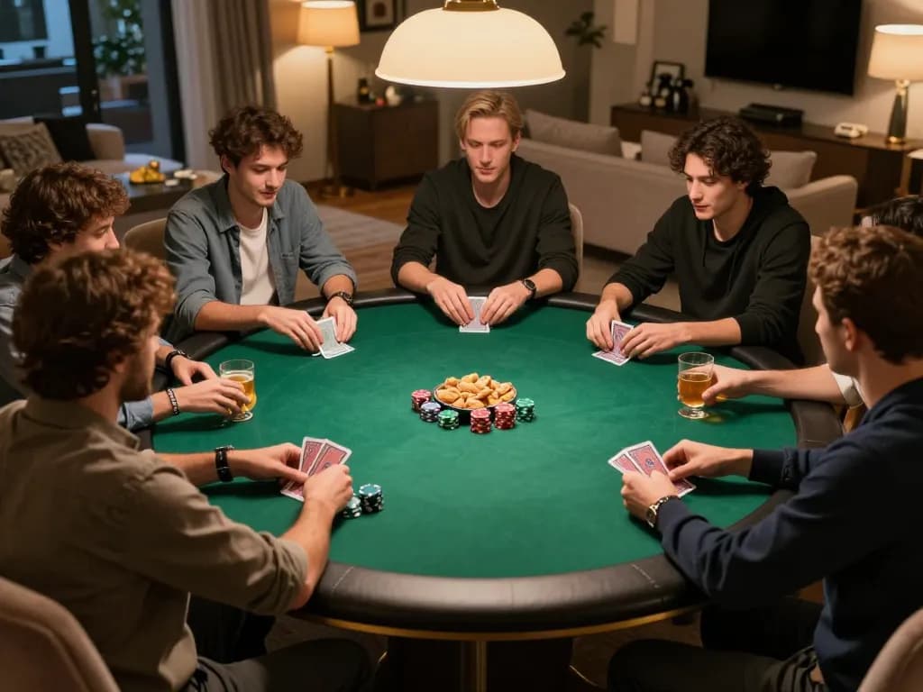 Experience thrilling poker gameplay with friends at 23wincasino home game night setup.