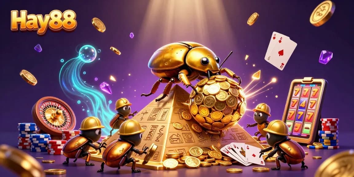 Experience thrill with Hay88's golden dung beetle and casino treasures in action!