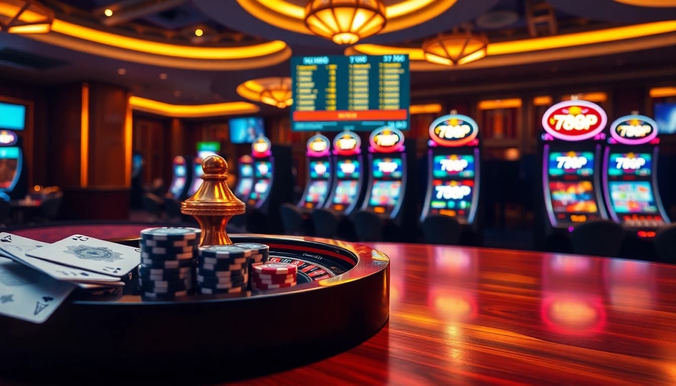 Experience the thrill of 789P online gambling with vibrant poker chips and slot machines.