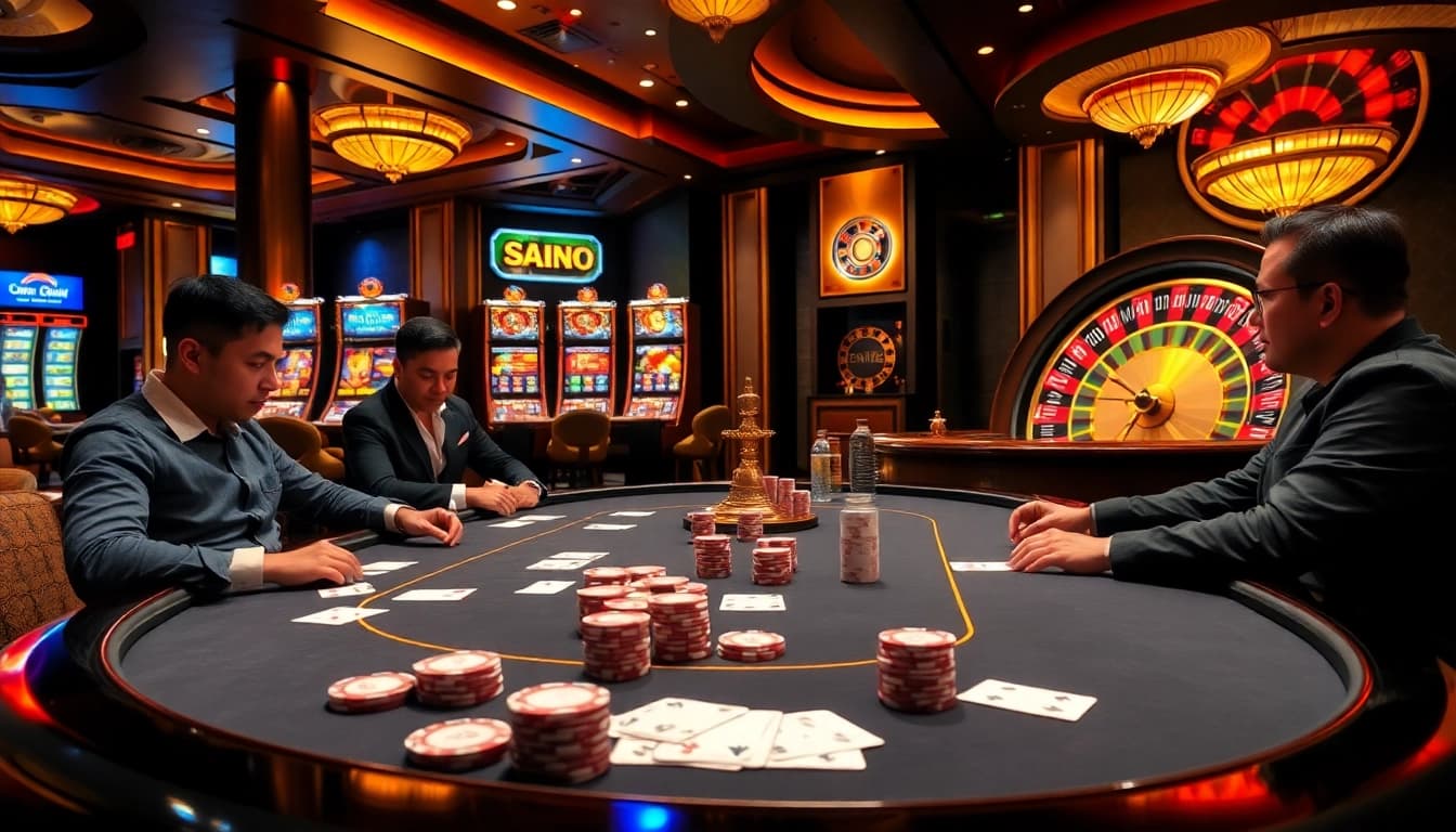 Experience the thrill of gambling with Link mới nhất QQ88 at a luxurious casino table.