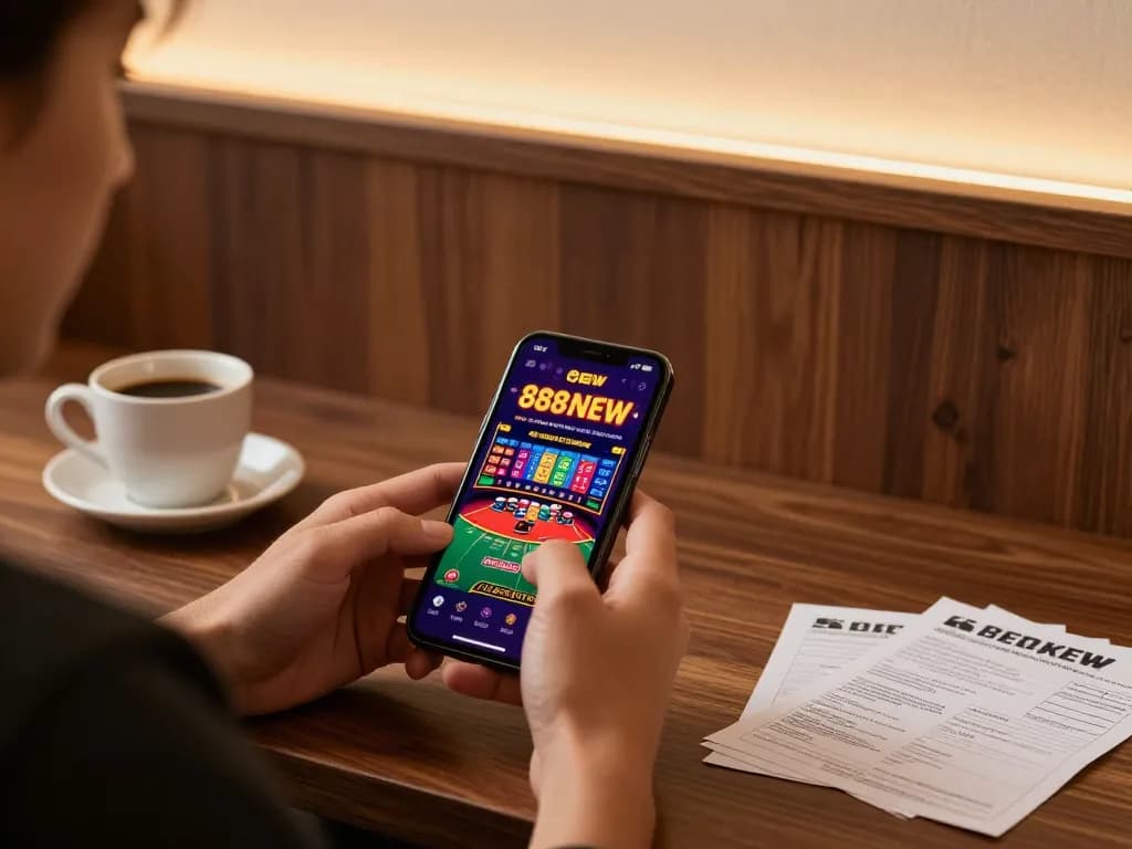 Engaging gameplay on the 888NEW app, showcasing a live dealer game and strategic betting actions.