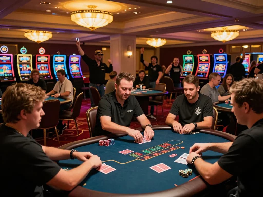Experience the thrill of strategic poker gameplay at Luck8com's luxurious casino floor.