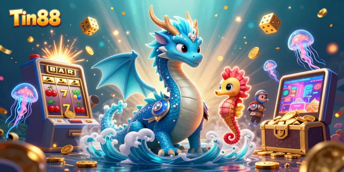 Spin the reels with Tin88's vibrant 3D cartoon casino scene featuring exciting jackpot elements.