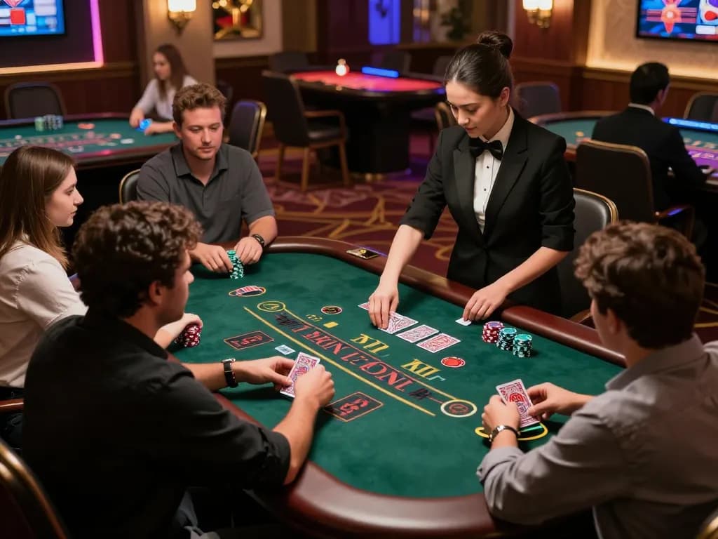 K8CC players engaged in live dealer blackjack, showcasing a luxurious casino atmosphere.