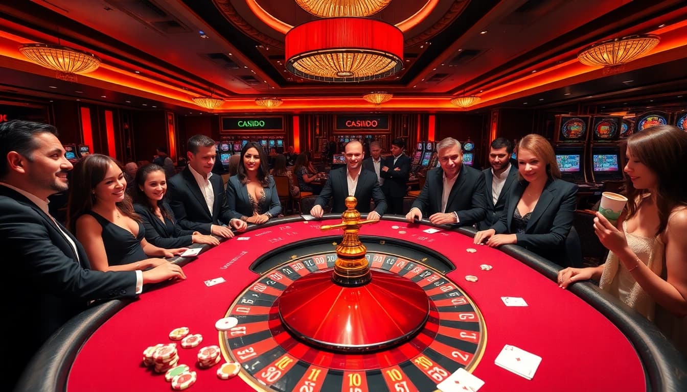 SODO CASINO players celebrating their wins at a luxurious blackjack table filled with excitement and chips.