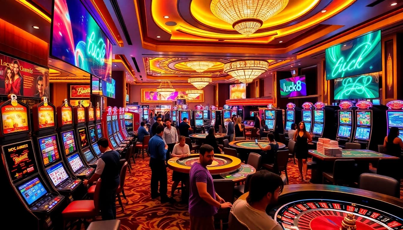 Experience the excitement of luxury gaming with luck8 media at a vibrant casino scene.