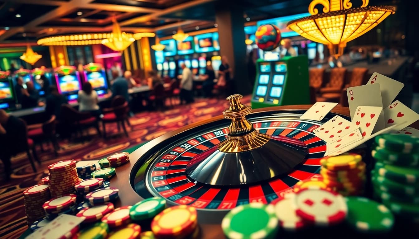 Experience the excitement of 77BALL with vibrant casino games like roulette and poker.