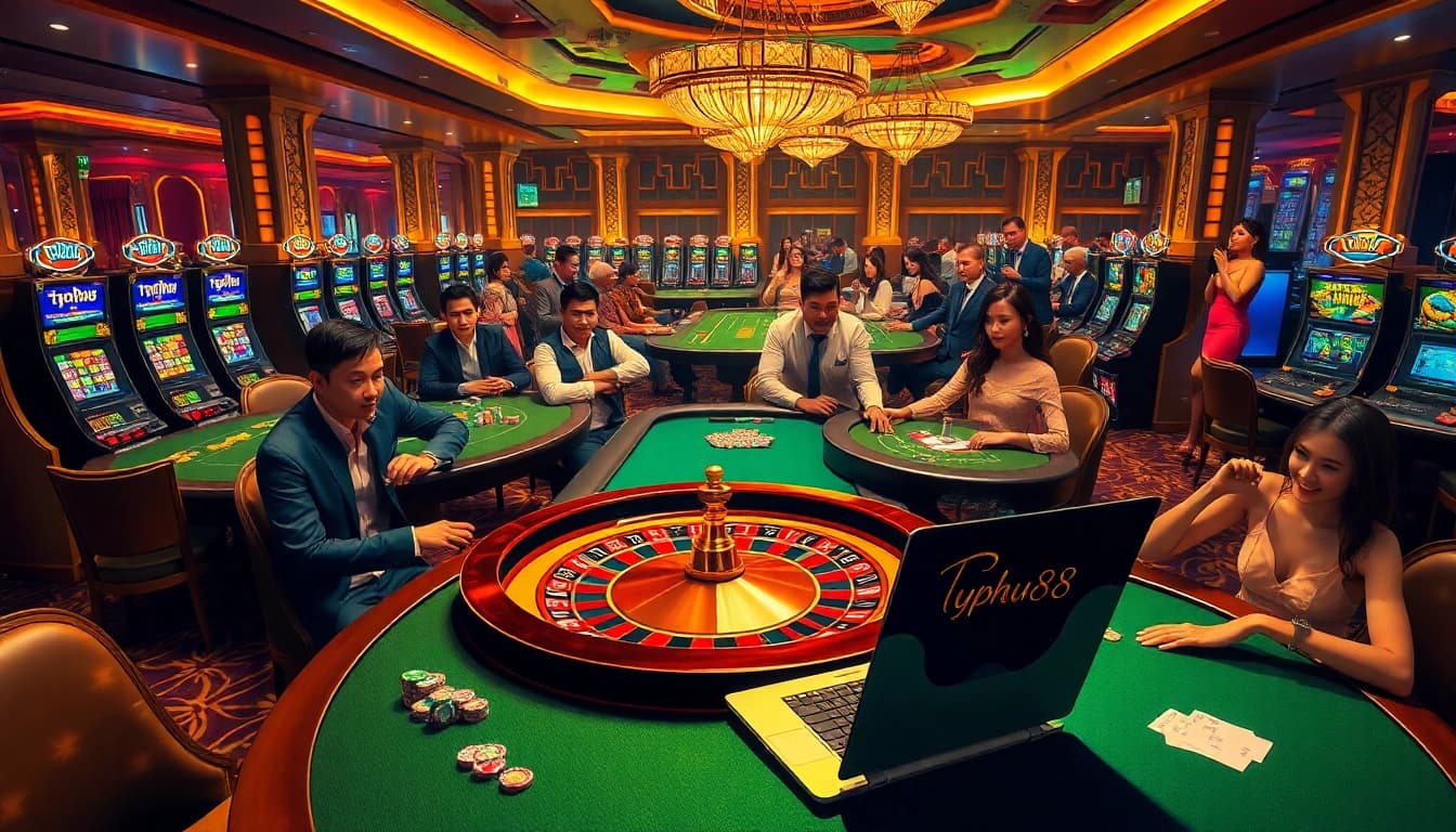 Engaged players enjoying high-stakes games while exploring typhu88’s exciting online casino.