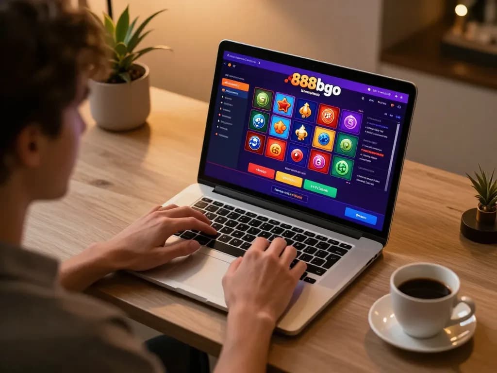 Engaging in vibrant online casino games at 888bgo with a modern setup at home.