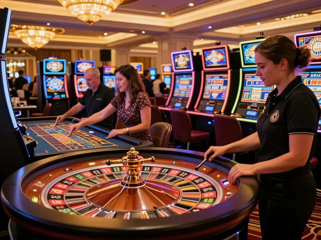 Experience the excitement of FC88 at a dynamic roulette table with players placing bets.