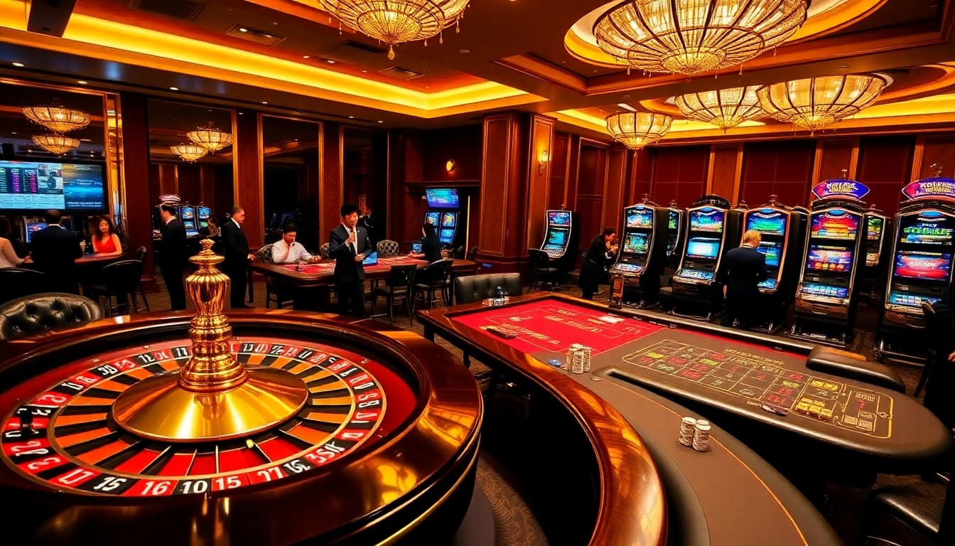 Engaging casino atmosphere illustrating excitement at https://tg88pro.com/ with roulette and poker players.