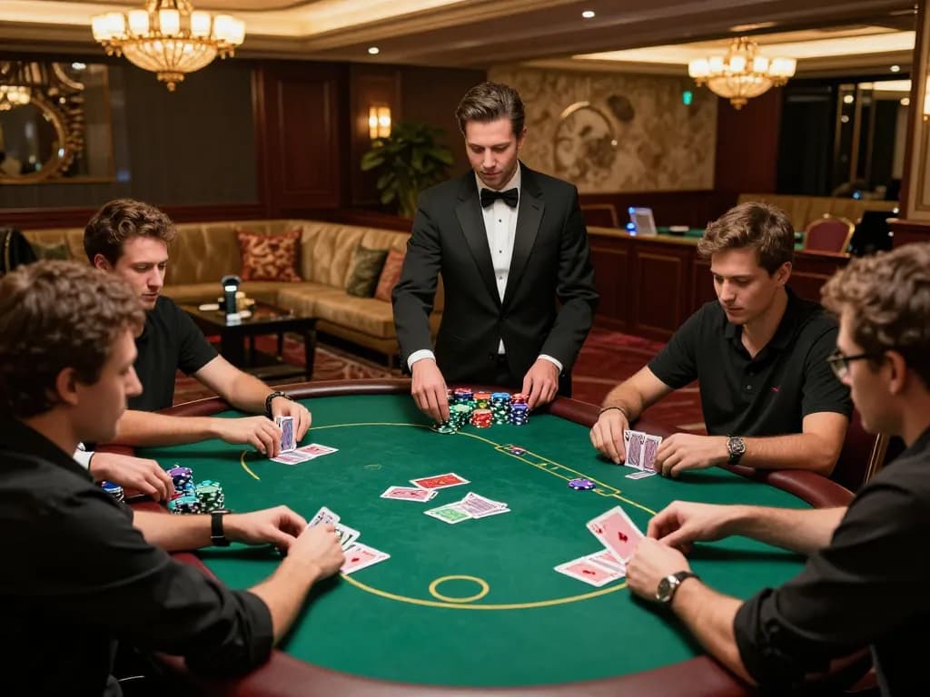 Experience the thrill of 32win đăng nhập as players strategize at a high-stakes poker table.