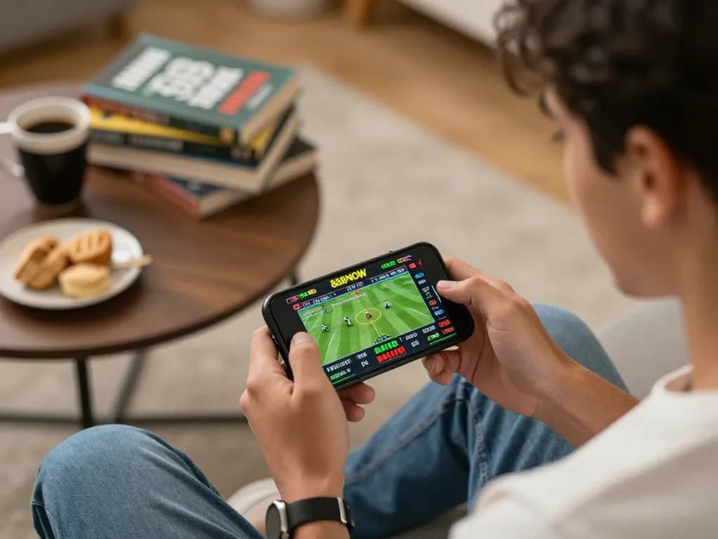 Engaging live sports betting experience with 888NOW on a smartphone in a cozy home setting.