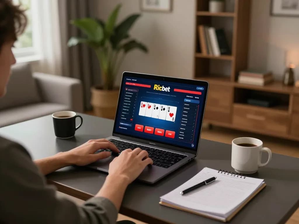 Ricbet online casino gaming setup featuring warm lighting and strategic gameplay
