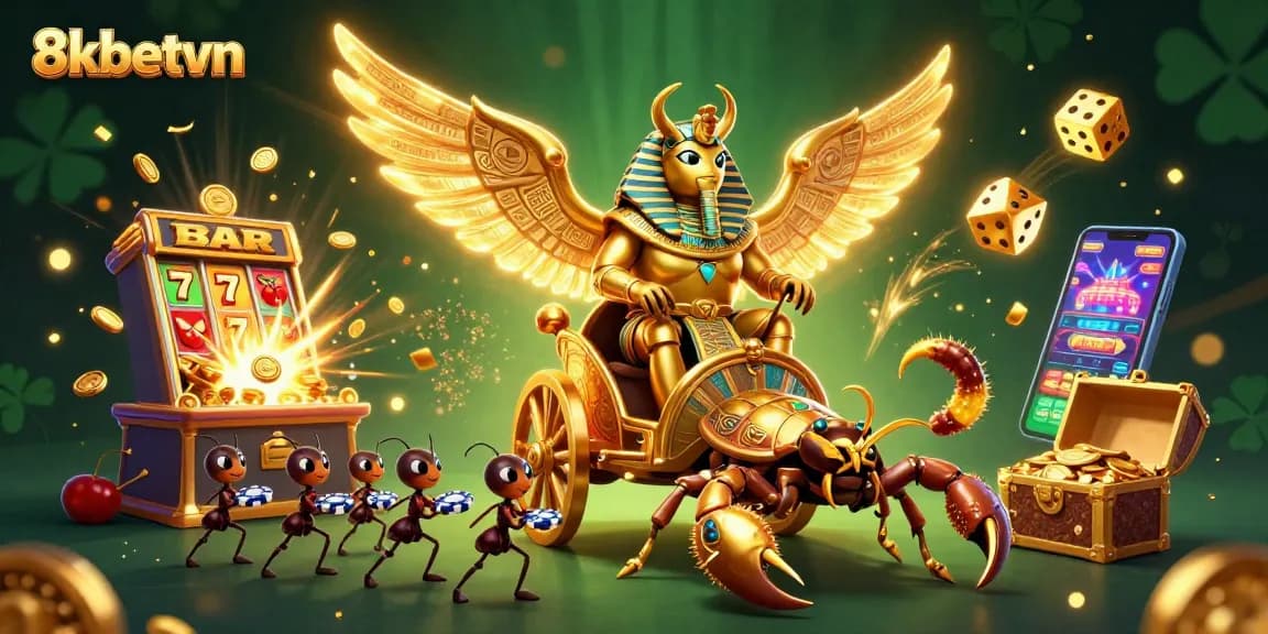 8kbetvn's vibrant online casino scene with 3D characters and dynamic gaming elements