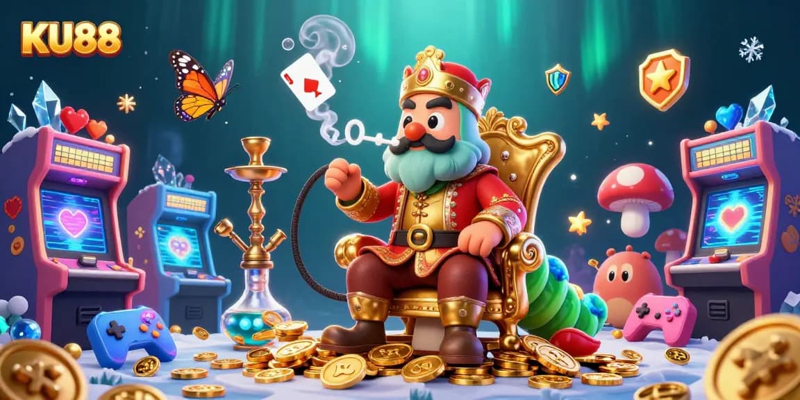 Experience exciting gameplay with KU88 at this vibrant casino illustration featuring dynamic gaming elements.