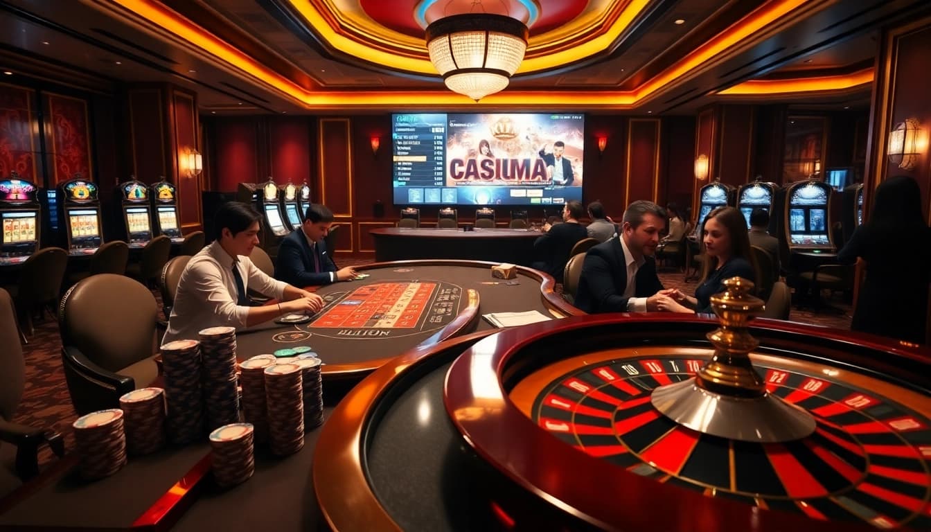 Exciting casino environment showcasing betting action at https://gg888.info/ with poker chips and roulette wheel.