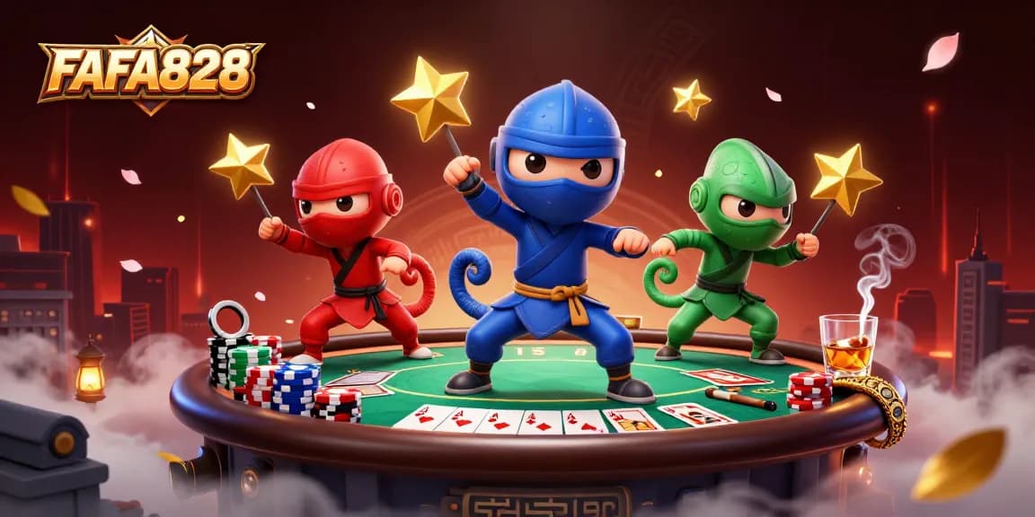 Engage with FAFA828 by enjoying thrilling synchronized action in a vibrant casino scene.