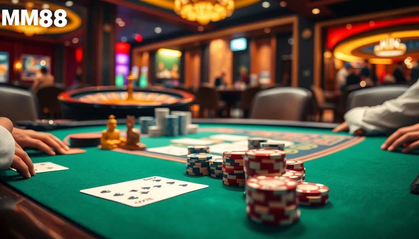 Experience thrilling gameplay at MM88 with high-stakes poker action and vibrant casino atmosphere.