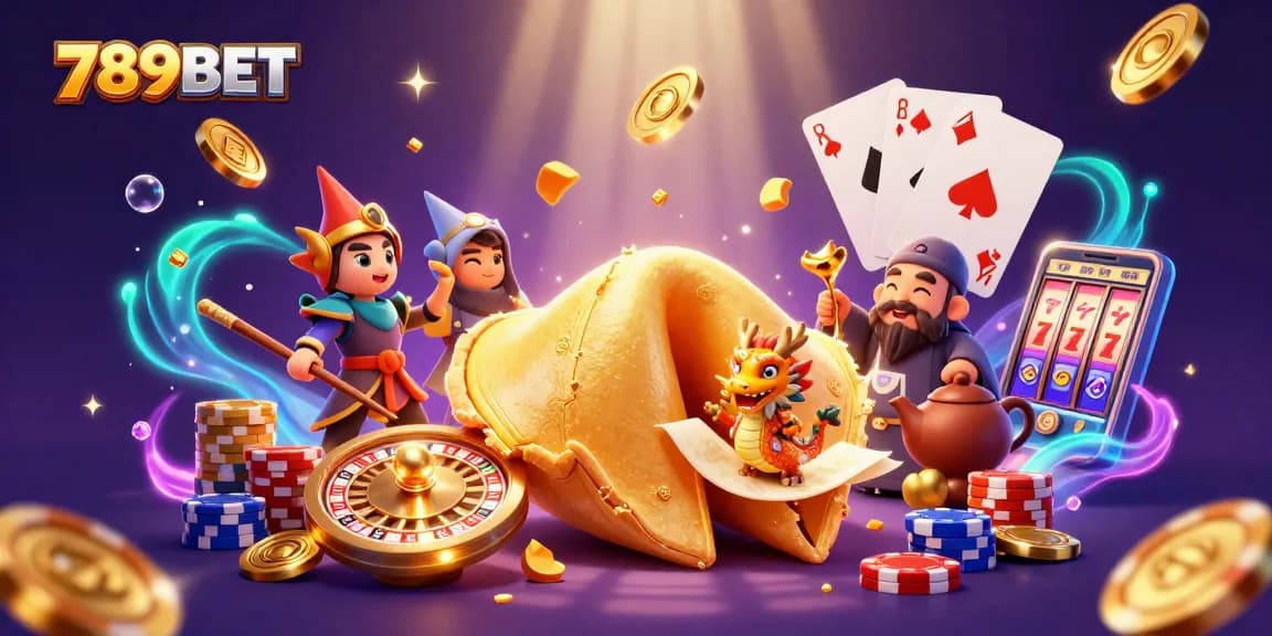 Experience the excitement of 789BET with a lively 3D casino scene showcasing vibrant games and characters.