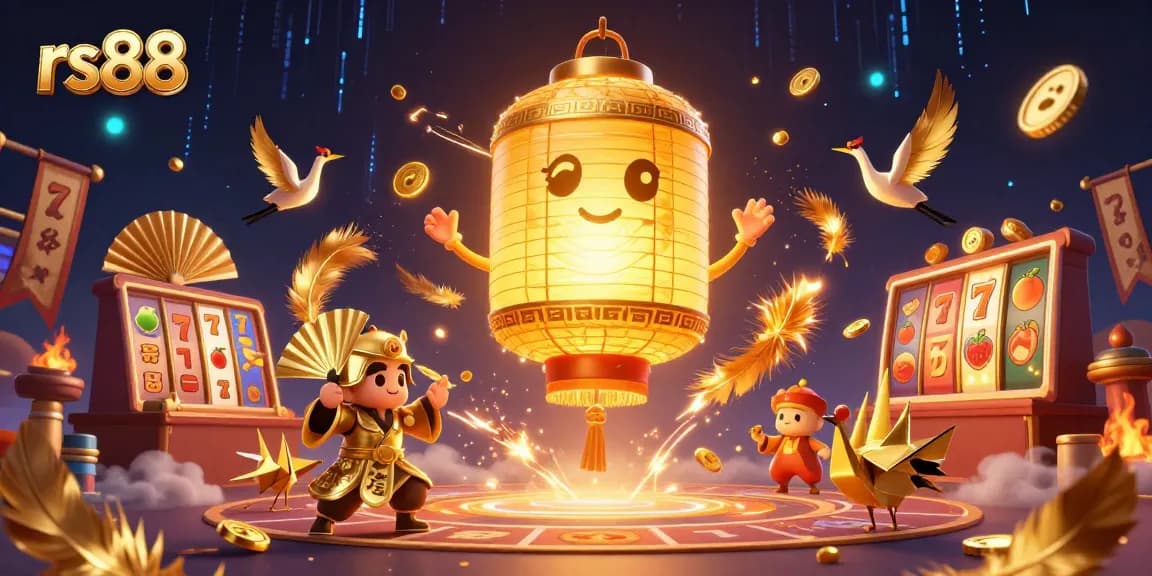 Experience excitement with rs88 as a golden lantern spirit lights up a vibrant casino scene.