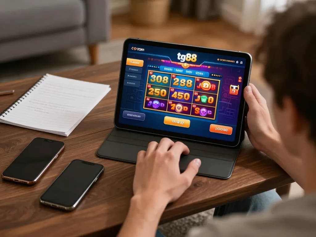 Engaging online casino gaming experience on tg88 com in a cozy home setting
