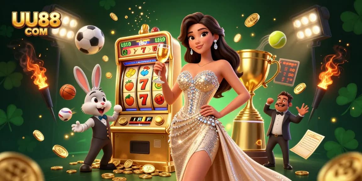 Experience thrilling gameplay with UU88 COM, featuring a lavish jackpot slot machine and dynamic sports elements.