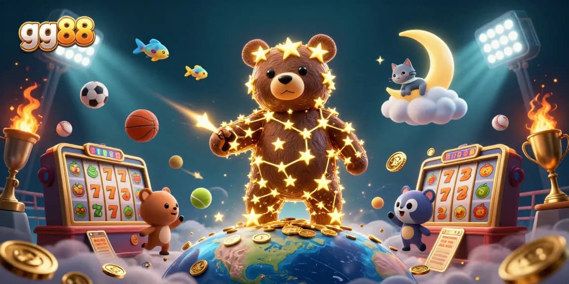 Win big with gg88 at a vibrant casino scene filled with gold coins and joyous game elements.