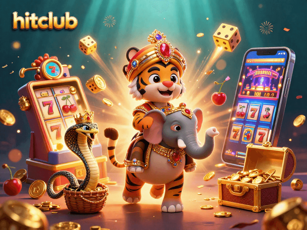 Spin to win with hitclub as the lively maharaja tiger and elephant celebrate jackpots!