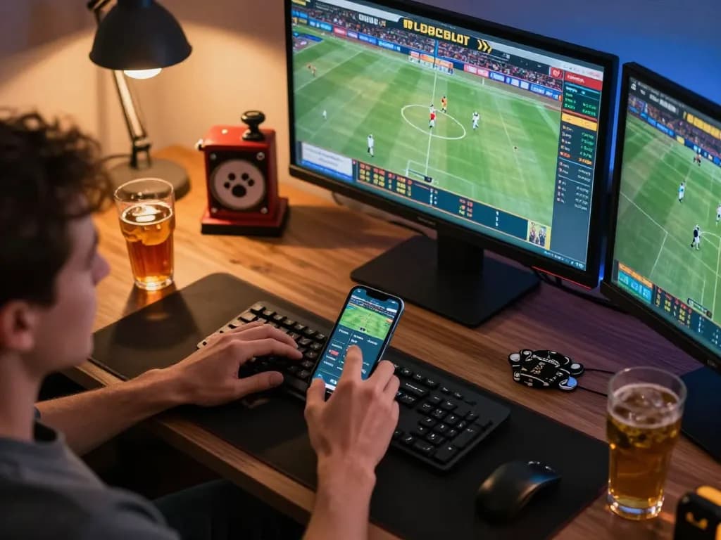 SOC88 user placing bets on sports events through a smartphone app, showcasing an engaging online betting environment.