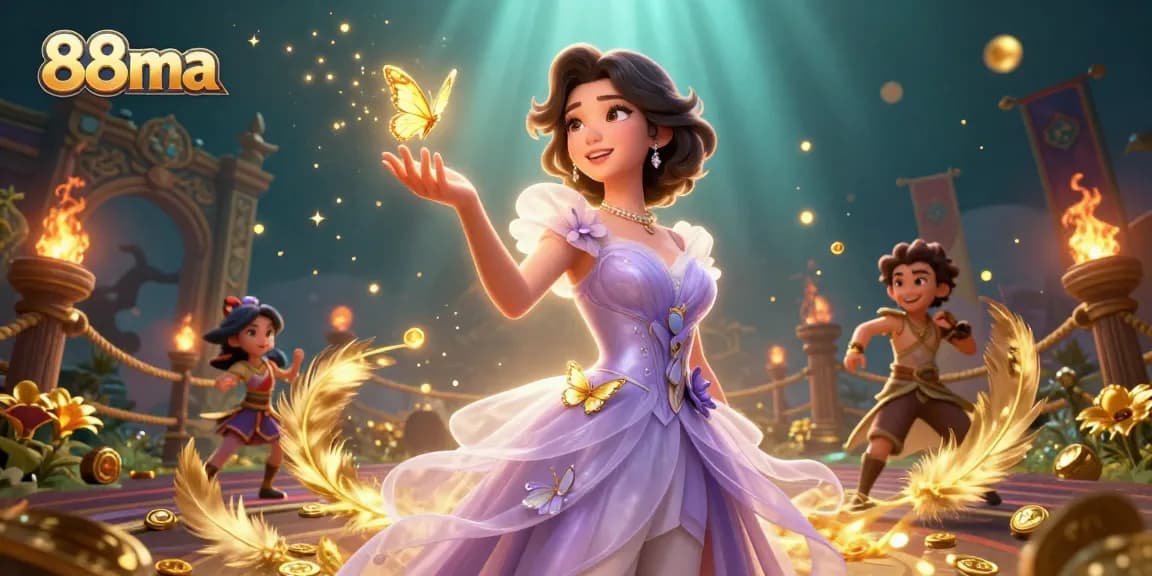 Bet on thrilling games at 88ma with a magical garden setting and vibrant casino elements.