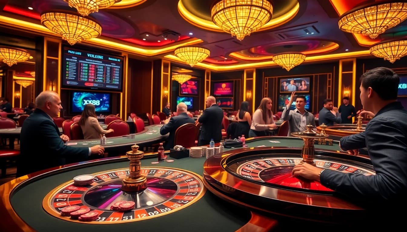 Players engaging in thrilling games at XX88 casino, showcasing excitement and strategy.