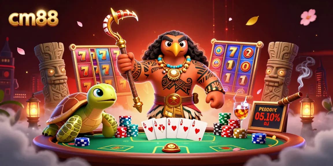 Experience thrilling gaming action with cm88 through vibrant slot reels and a dynamic casino atmosphere.