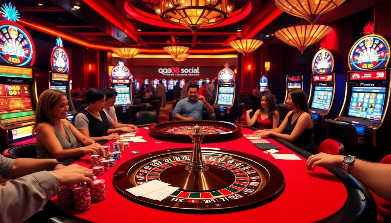 Experience thrilling gameplay at QQ88 Social with a lively casino atmosphere.