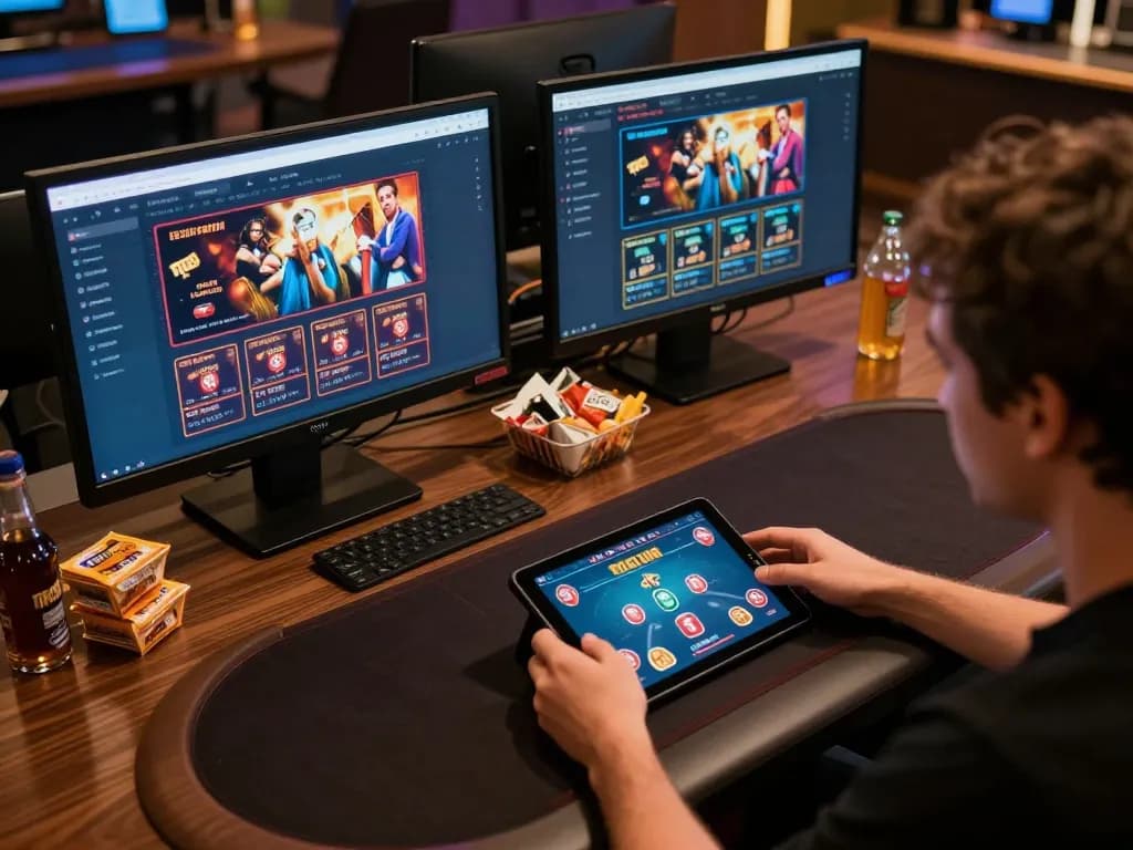 Engaging gameplay on TR88 online casino platform with multiple screens and strategic setup for professional betting