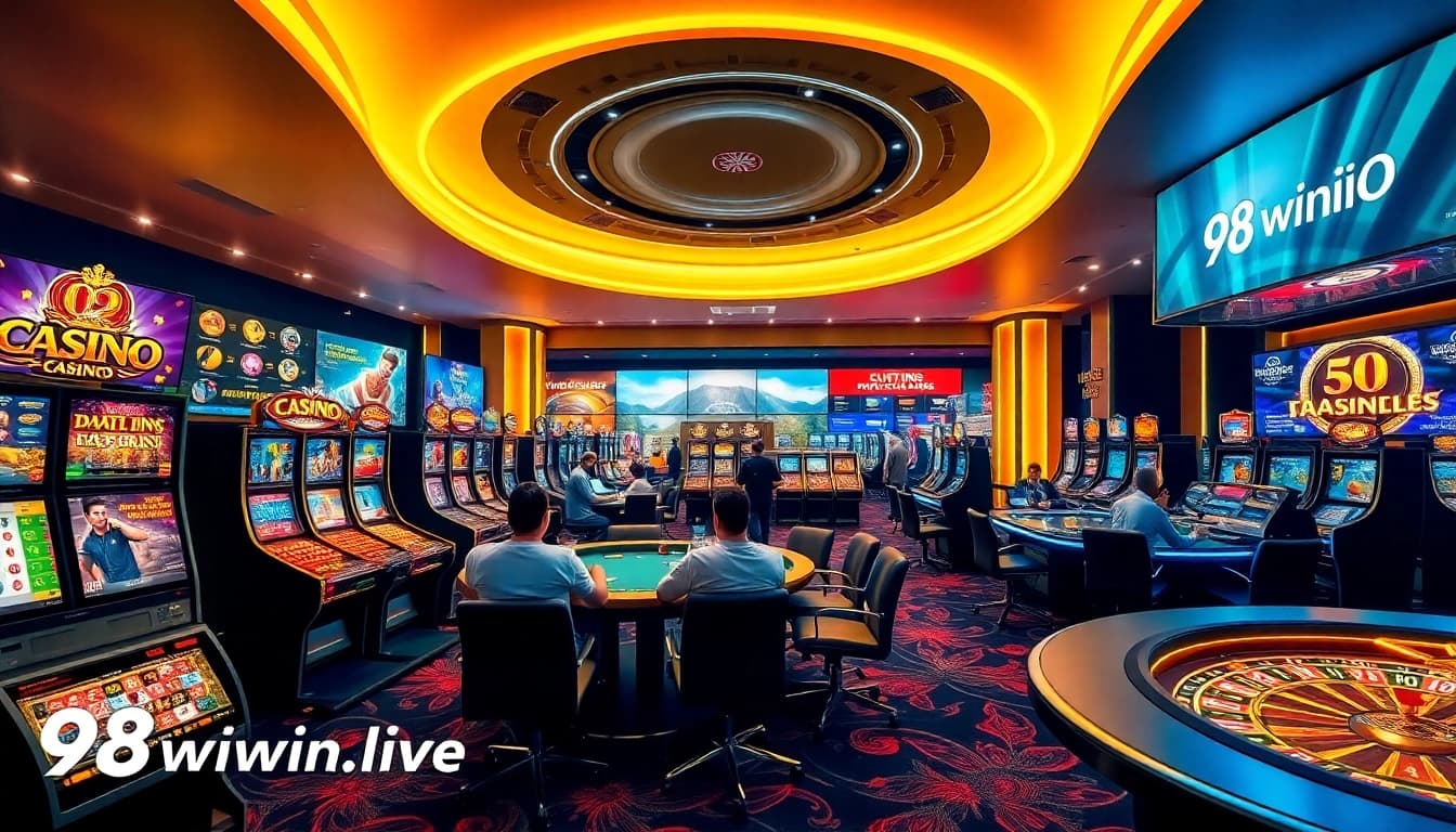 Engaging online casino scene showcasing 98winwin.live with vibrant promotions and games.