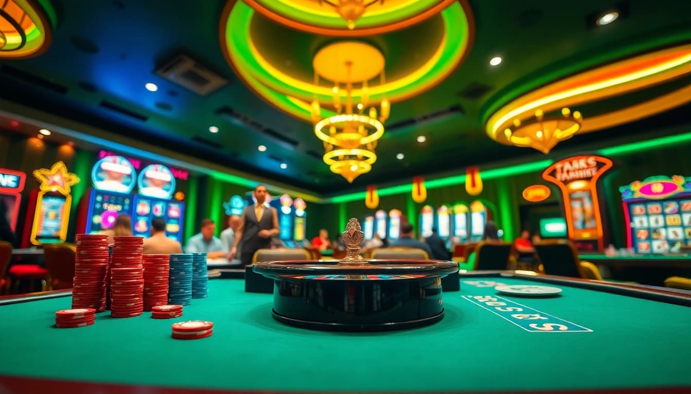 Players enjoying a thrilling TR88 GAME at a vibrant casino table.