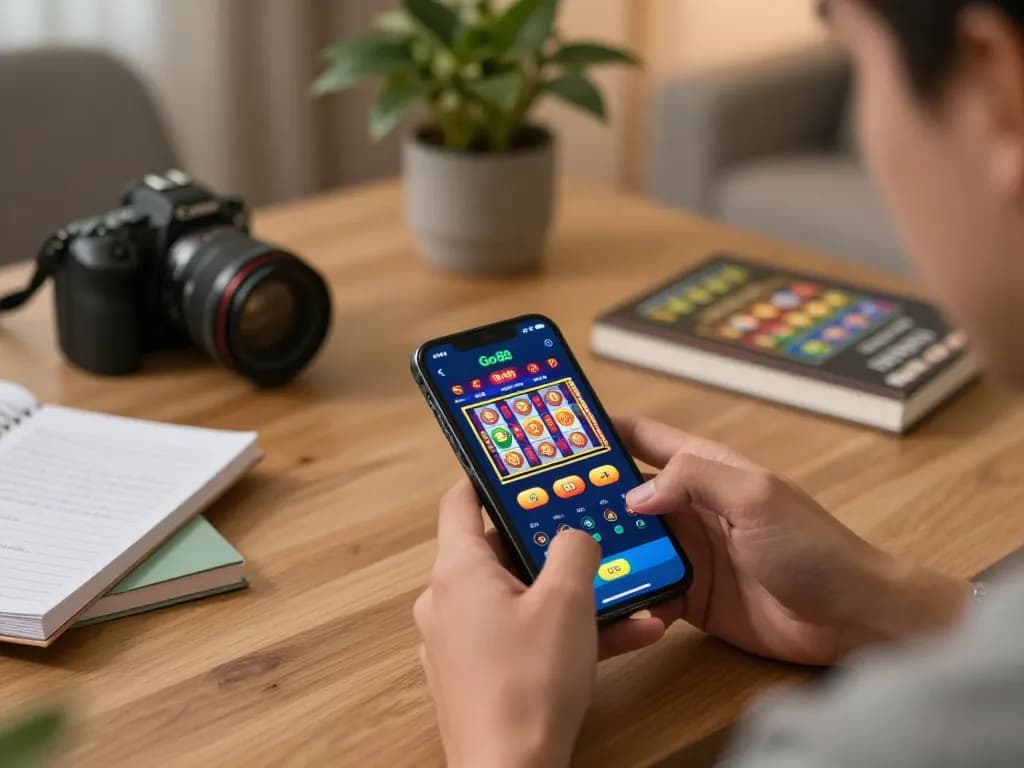 Engage with the go 88 app on a smartphone, enjoying vibrant online casino games at home