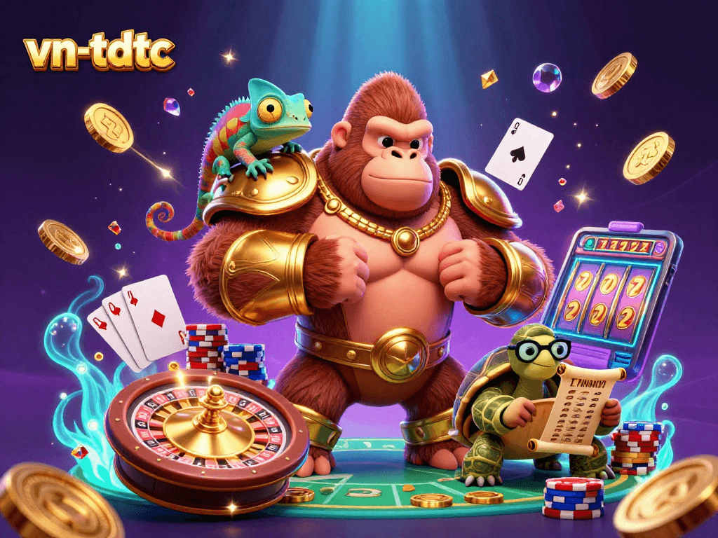 Experience thrilling gameplay with vn-tdtc as the gorilla king leads a dynamic casino adventure.
