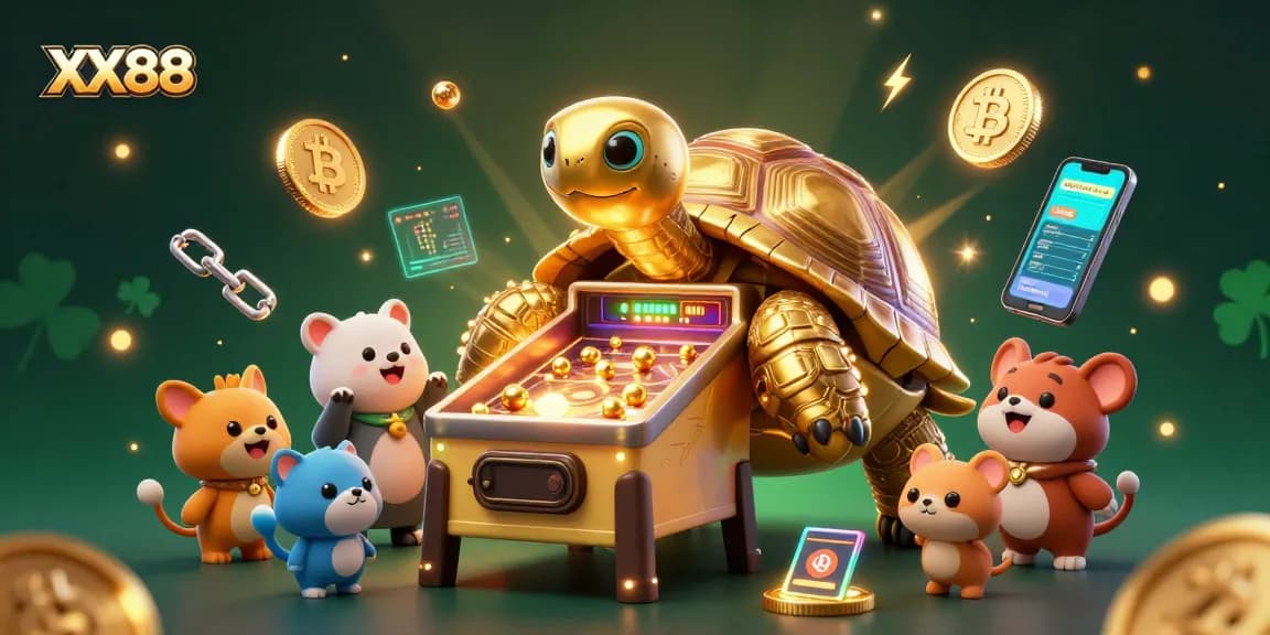 Engage in thrilling gameplay at XX88, featuring a lively tortoise pinball machine with crypto elements.