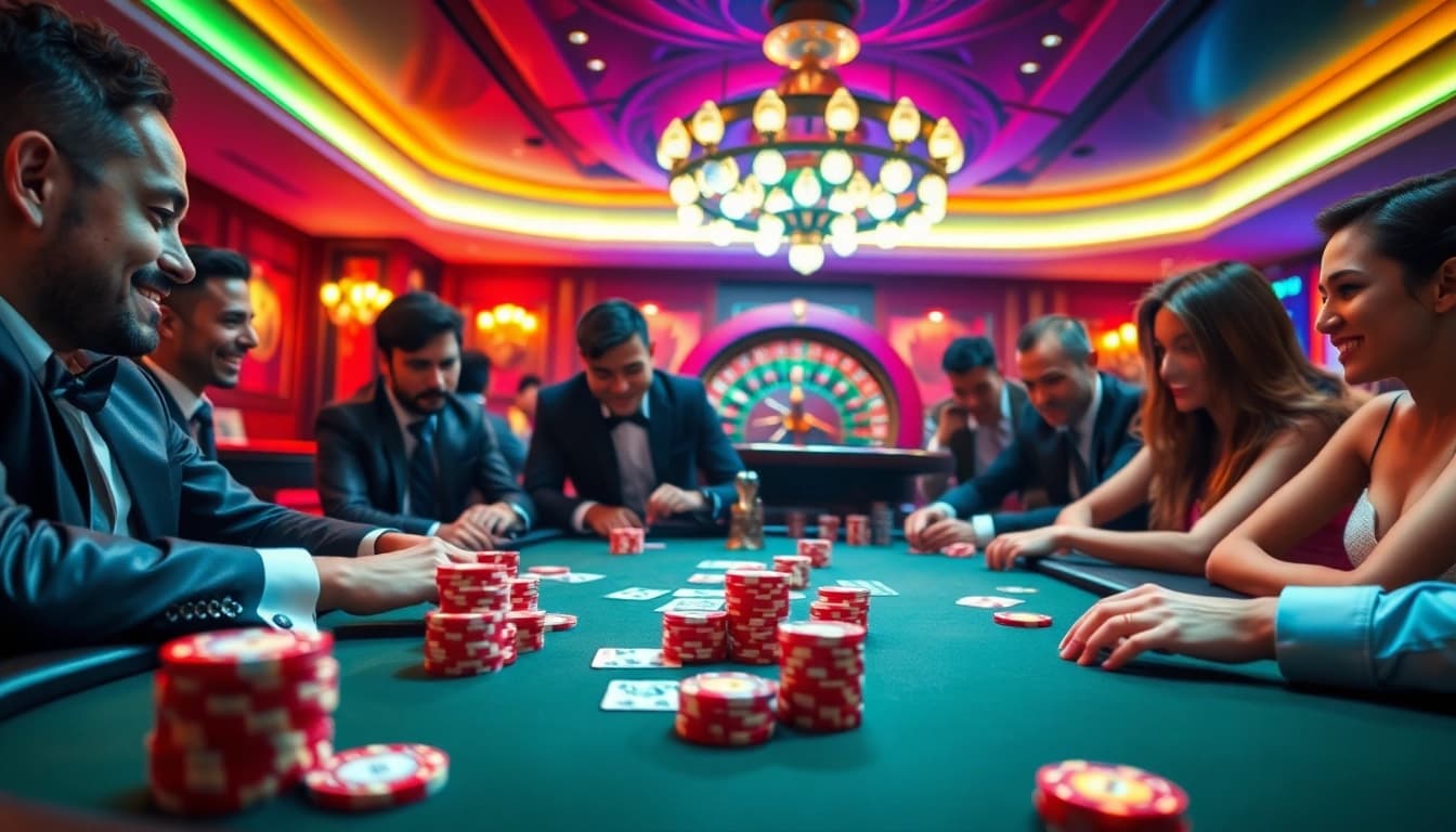 Experience thrilling gameplay at https://58win.watch/ with vibrant casino tables and players engrossed in action.