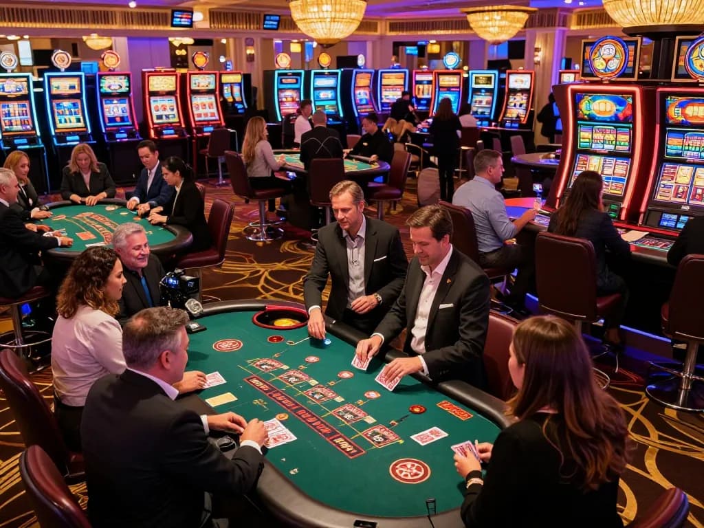 Go8 casino floor showcasing roulette excitement with players engaging at tables.
