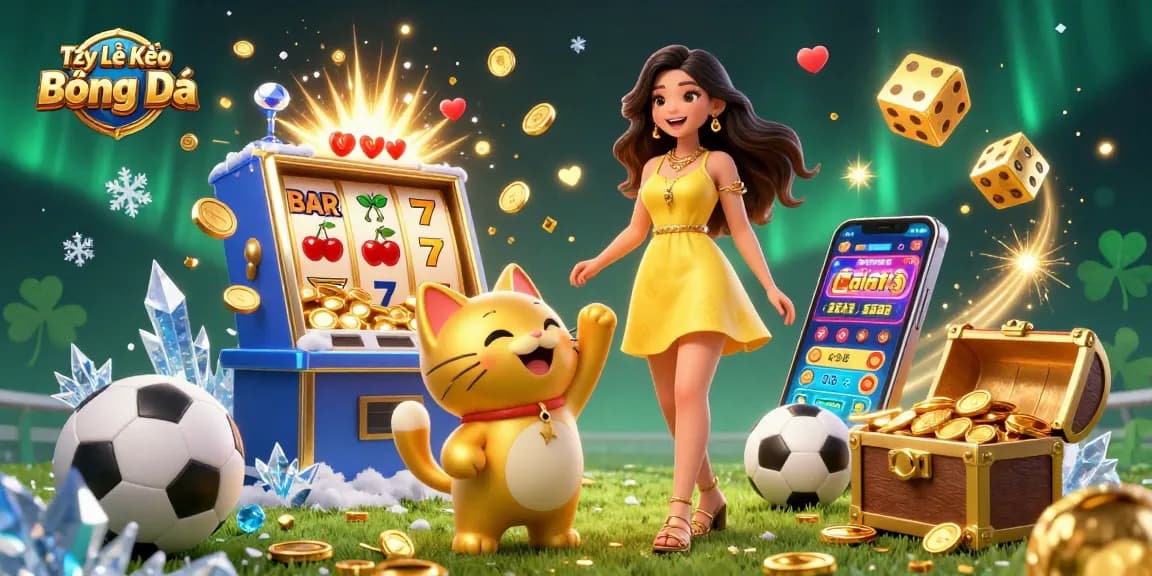 Tỷ Lệ Kèo Bóng Đá sports betting action featuring vibrant scenes with joyful characters and dynamic elements