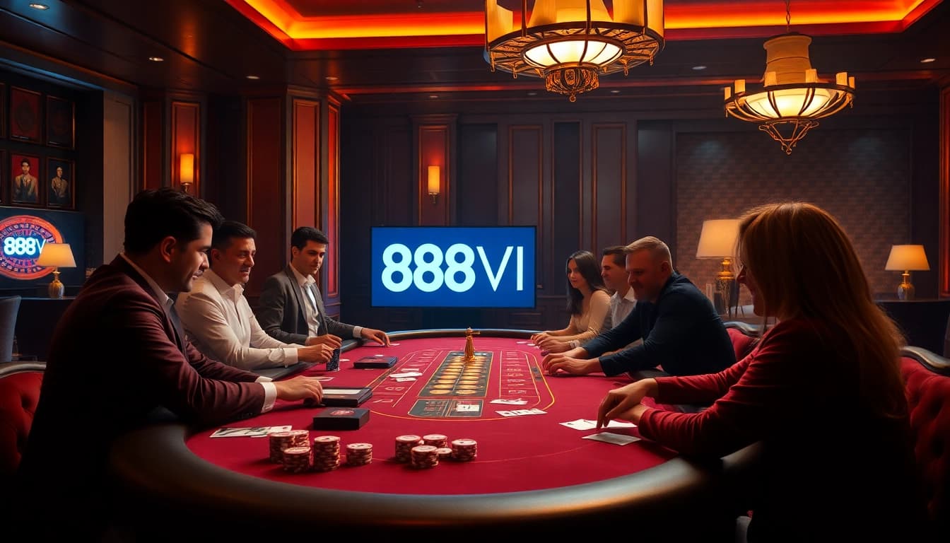 Experience the thrill of high-stakes poker at 888VI's luxurious gaming table.